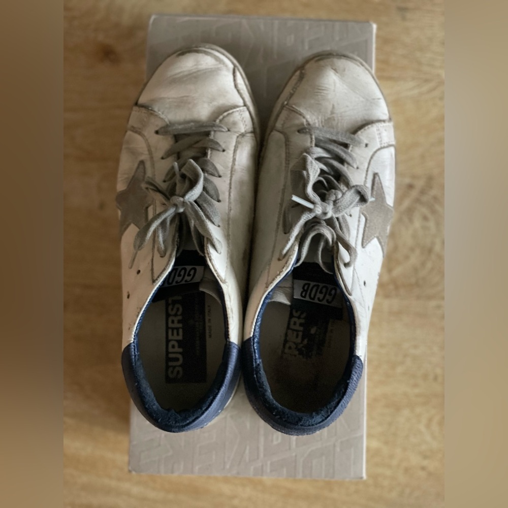Authentic  Golden Goose  White and Navy Sneakers. Size 39. - Picture 3 of 8